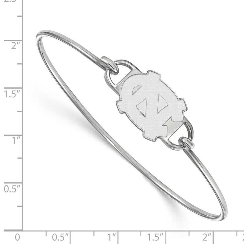 Sterling Silver Rhodium Plated Logoart University Of North Carolina N C Small Center 7 Inch Wire Bangle