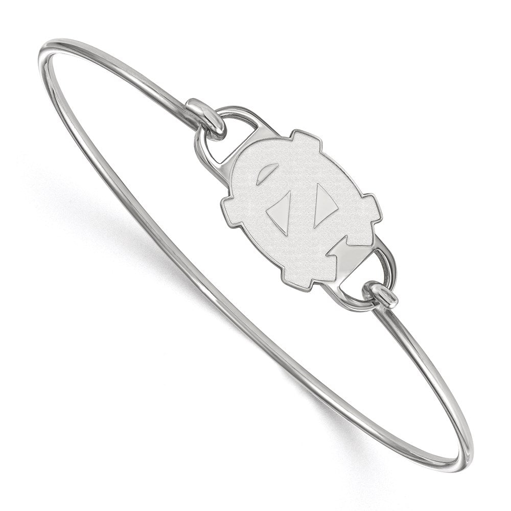 Sterling Silver Rhodium Plated Logoart University Of North Carolina N C Small Center 7 Inch Wire Bangle