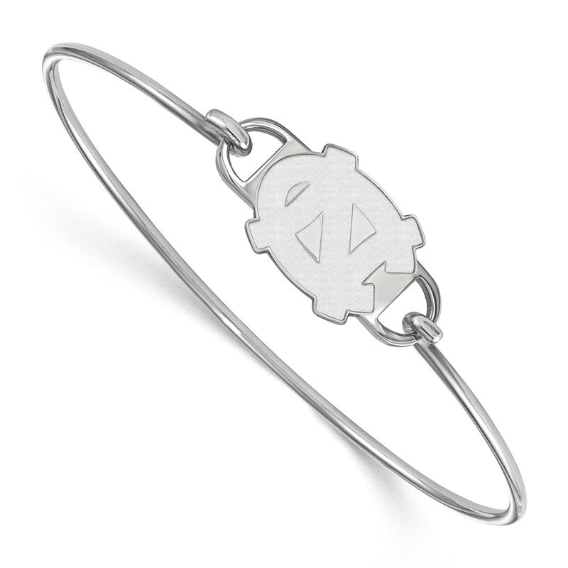 Sterling Silver Rhodium Plated Logoart University Of North Carolina N C Small Center 7 Inch Wire Bangle