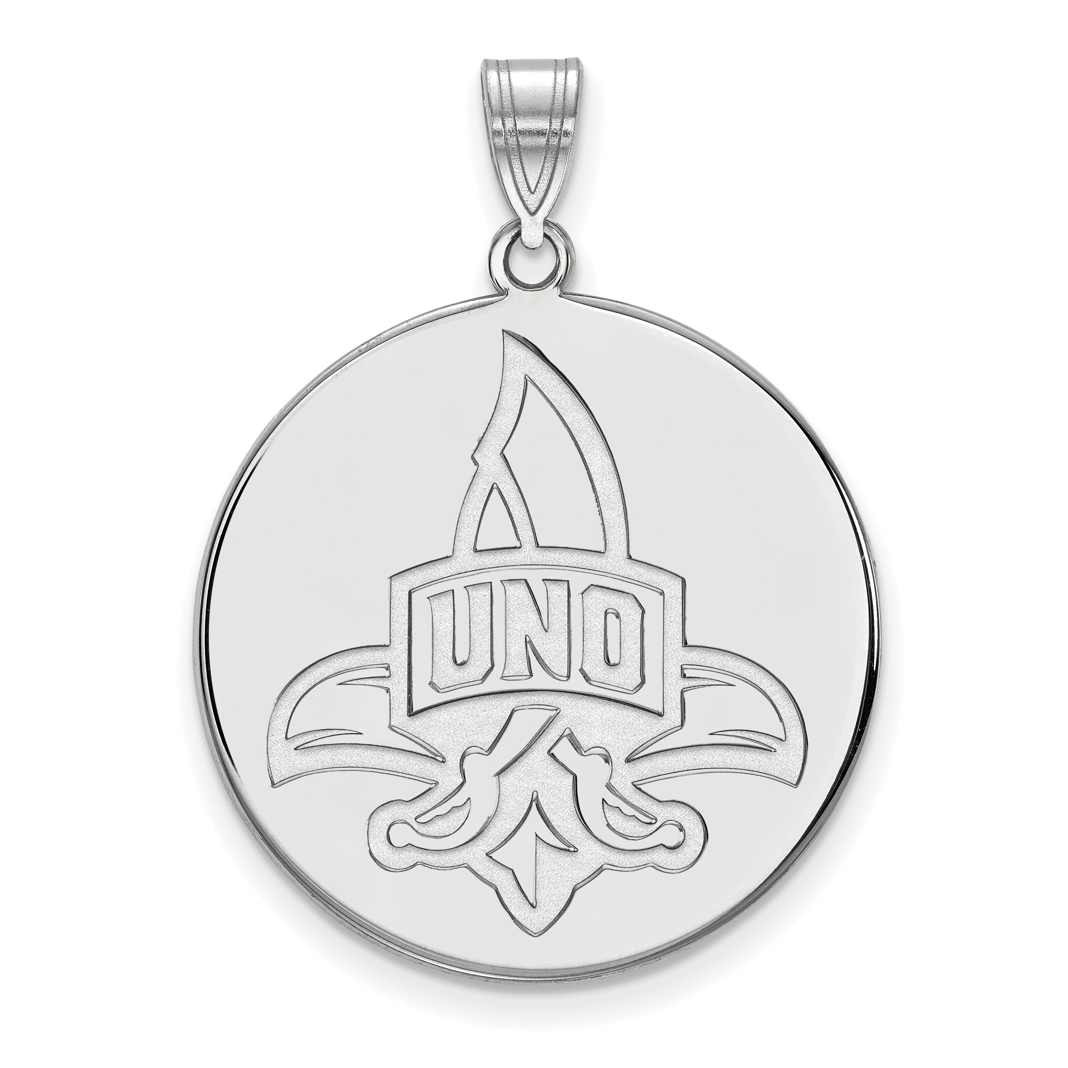 10K White Gold Logoart University Of New Orleans U N O Extra Large Disc Pendant
