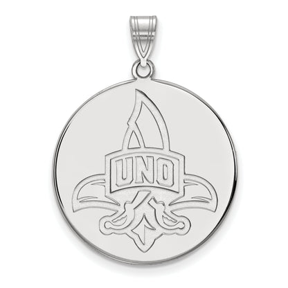 10K White Gold Logoart University Of New Orleans U N O Extra Large Disc Pendant