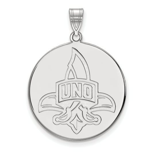 10K White Gold Logoart University Of New Orleans U N O Extra Large Disc Pendant