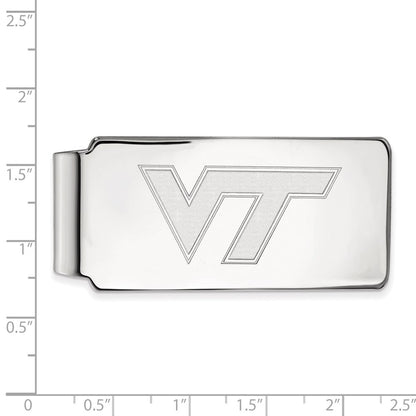 Sterling Silver Rhod-Pltd Logoart Virginia Tech Money Clip