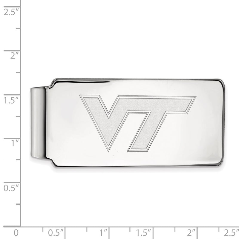 Sterling Silver Rhod-Pltd Logoart Virginia Tech Money Clip