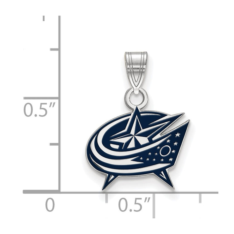 Sterling Silver Rhodium Plated Nhl Logoart Columbus Blue Jackets Small Enameled Pendant
