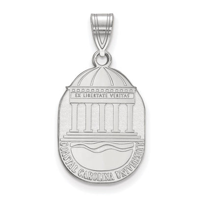 Sterling Silver Rhodium Plated Logoart Coastal Carolina University Large Crest Pendant