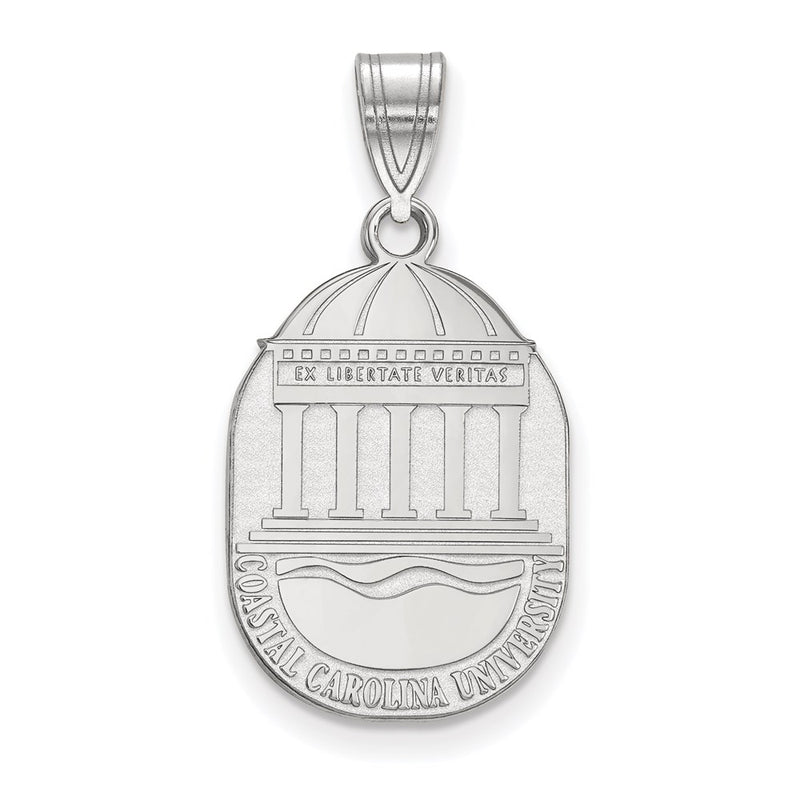 Sterling Silver Rhodium Plated Logoart Coastal Carolina University Large Crest Pendant