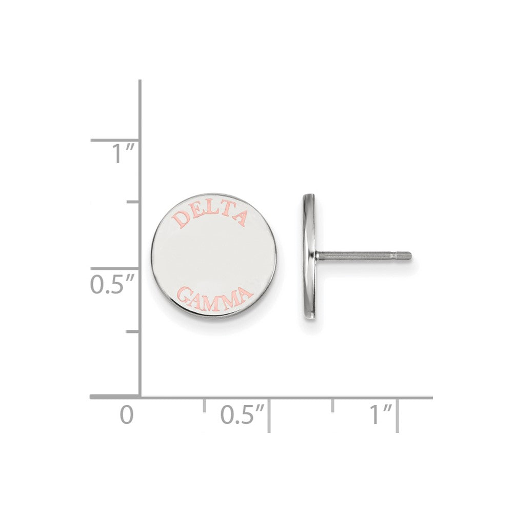 Sterling Silver Rhodium Plated Logoart Delta Gamma Sorority Text Color Enamel Post Earrings