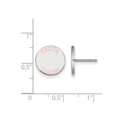 Sterling Silver Rhodium Plated Logoart Delta Gamma Sorority Text Color Enamel Post Earrings