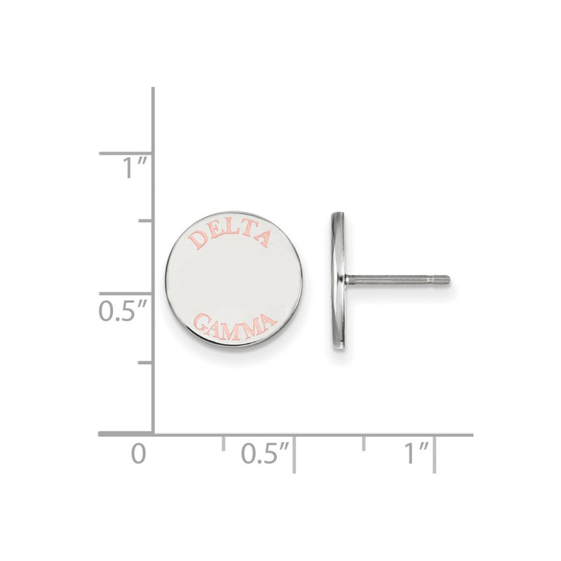 Sterling Silver Rhodium Plated Logoart Delta Gamma Sorority Text Color Enamel Post Earrings