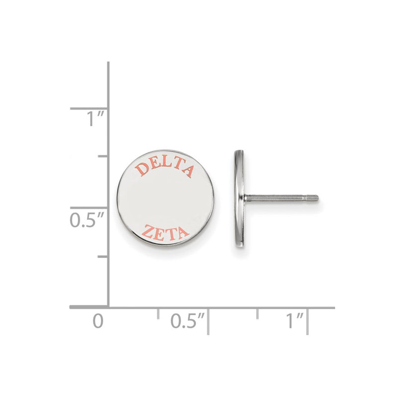 Sterling Silver Rhodium Plated Logoart Delta Zeta Sorority Text Color Enamel Post Earrings