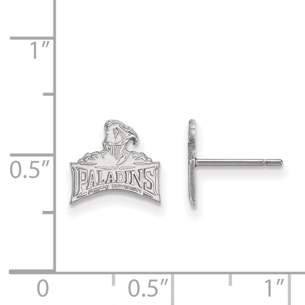 Sterling Silver Rhodium Plated Logoart Furman University Paladins Extra Small Post Earrings