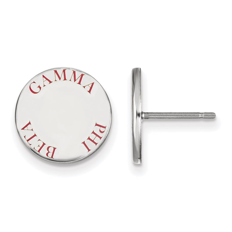 Sterling Silver Rhodium Plated Logoart Gamma Phi Beta Sorority Text Color Enamel Post Earrings