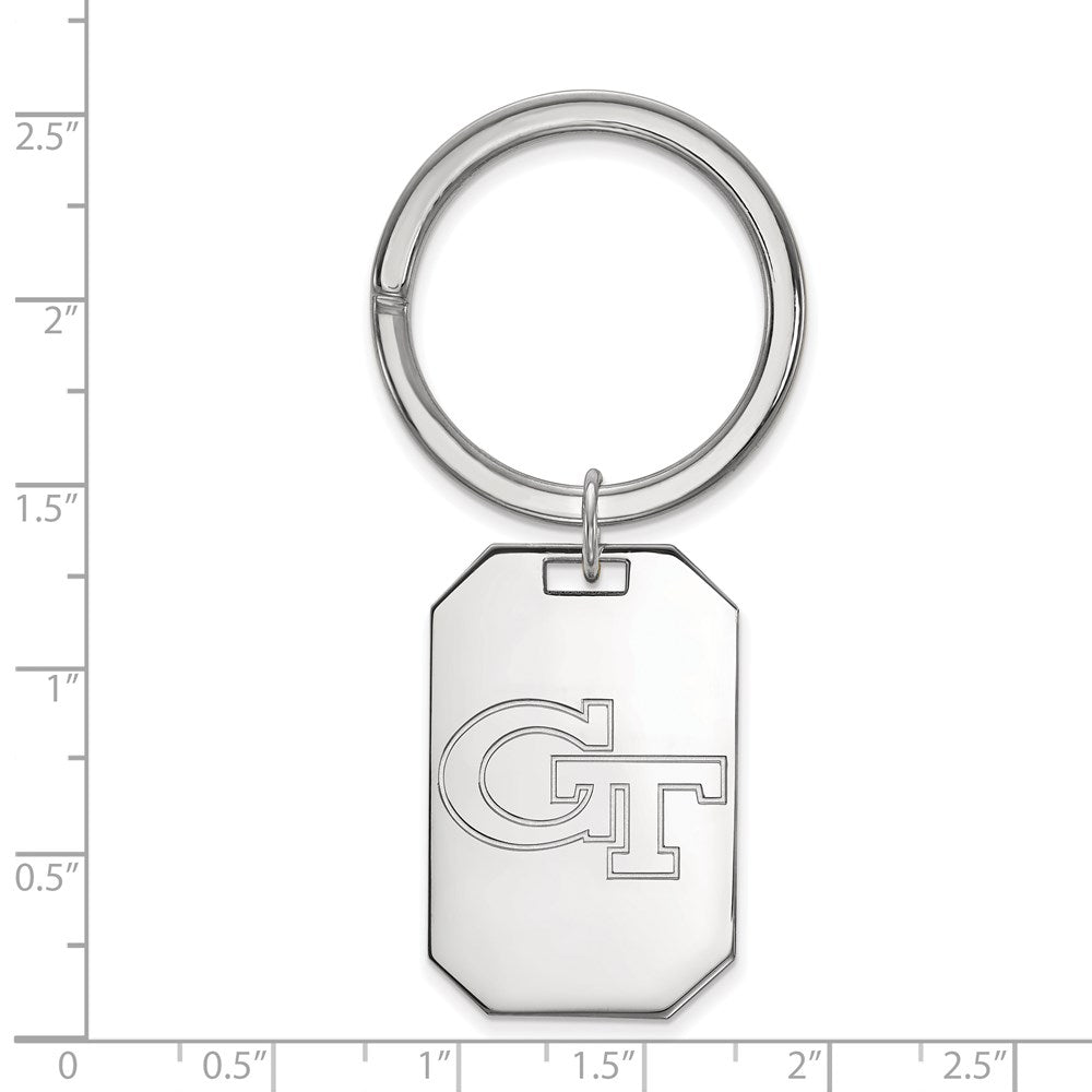 Sterling Silver Rhod-Pltd Logoart Georgia Tech G-T Key Ring
