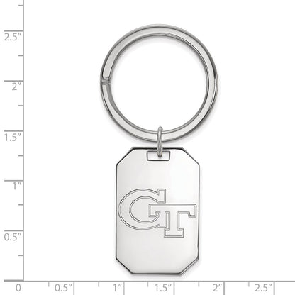 Sterling Silver Rhod-Pltd Logoart Georgia Tech G-T Key Ring