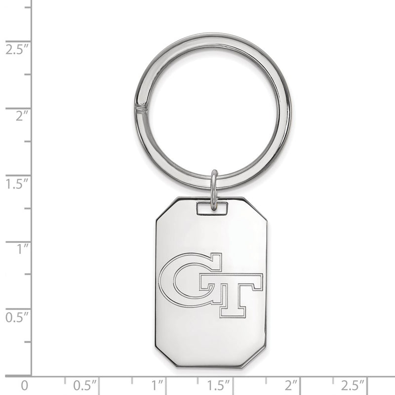 Sterling Silver Rhod-Pltd Logoart Georgia Tech G-T Key Ring