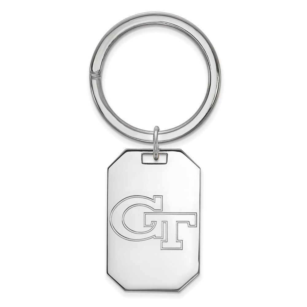 Sterling Silver Rhod-Pltd Logoart Georgia Tech G-T Key Ring