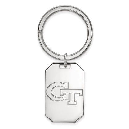 Sterling Silver Rhod-Pltd Logoart Georgia Tech G-T Key Ring