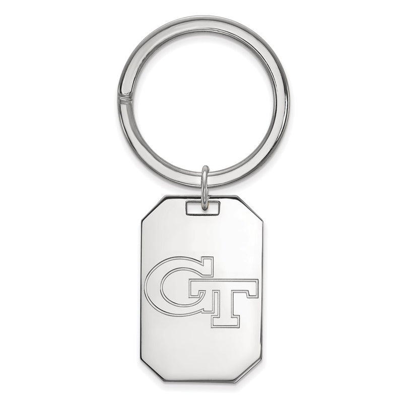 Sterling Silver Rhod-Pltd Logoart Georgia Tech G-T Key Ring