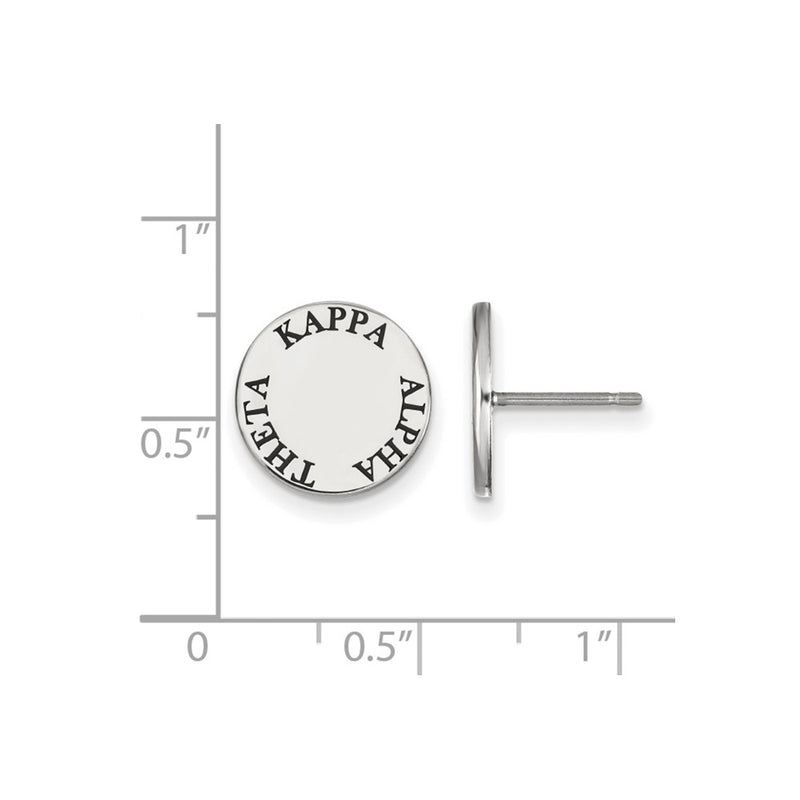 Sterling Silver Rhodium Plated Logoart Kappa Alpha Theta Sorority Text Color Enamel Post Earrings