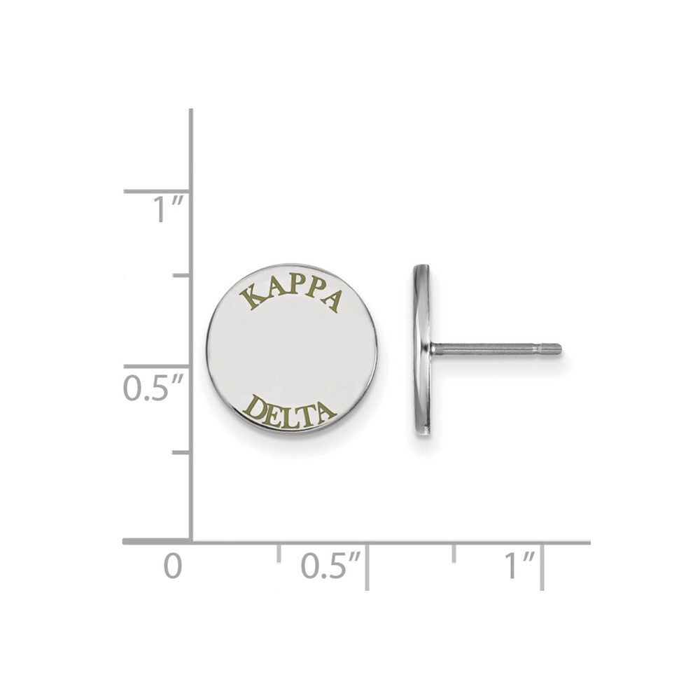 Sterling Silver Rhodium Plated Logoart Kappa Delta Sorority Text Color Enamel Post Earrings