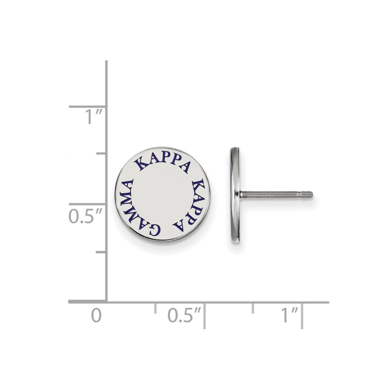 Sterling Silver Rhodium Plated Logoart Kappa Gamma Sorority Text Color Enamel Post Earrings