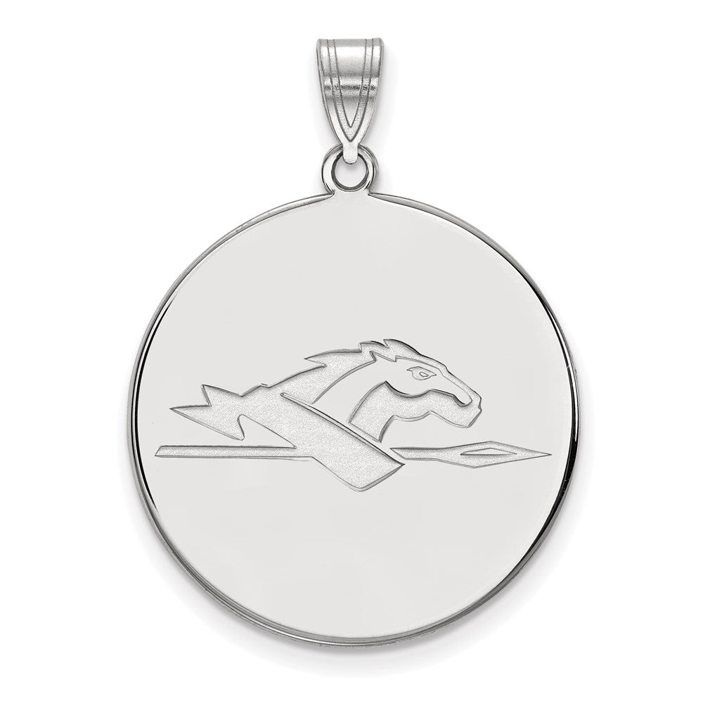 Sterling Silver Rhodium Plated Logoart Longwood University Horse Extra Large Disc Pendant