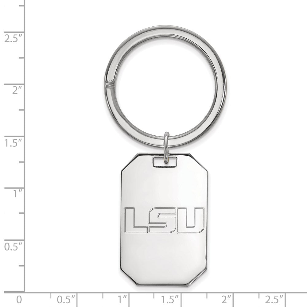 Sterling Silver Rhod-Pltd Logoart Louisiana State University Key Ring