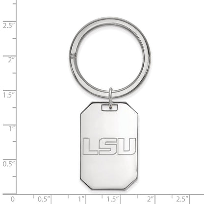 Sterling Silver Rhod-Pltd Logoart Louisiana State University Key Ring
