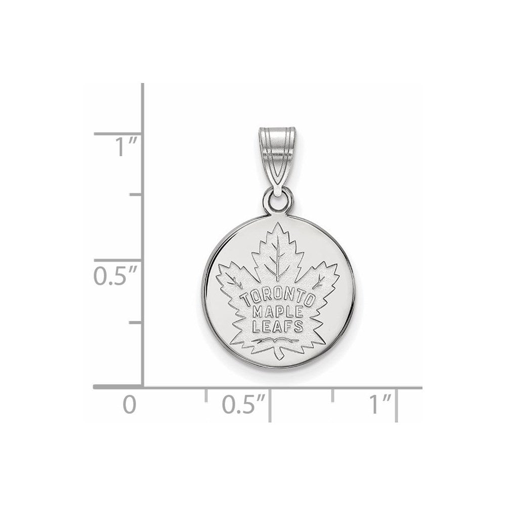 10K White Gold Nhl Logoart Toronto Maple Leafs Medium Disc Pendant