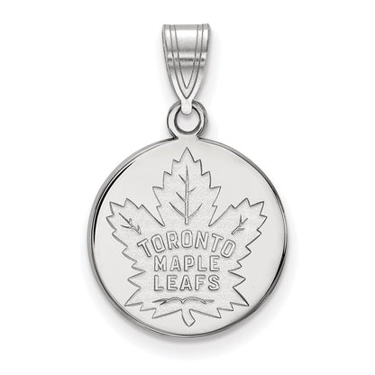 14K White Gold Nhl Logoart Toronto Maple Leafs Medium Disc Pendant