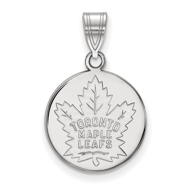 14K White Gold Nhl Logoart Toronto Maple Leafs Medium Disc Pendant