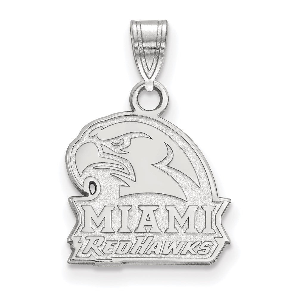 Sterling Silver Rhodium Plated Logoart Miami University Ohio Redhawks Small Pendant