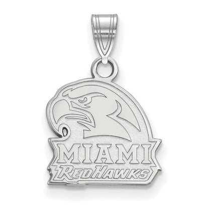 Sterling Silver Rhodium Plated Logoart Miami University Ohio Redhawks Small Pendant