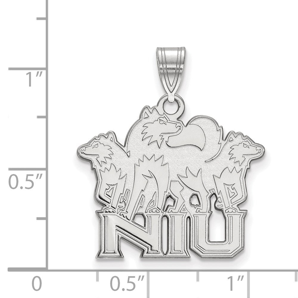 10K White Gold Logoart Northern Illinois University N I U With Huskies Large Pendant