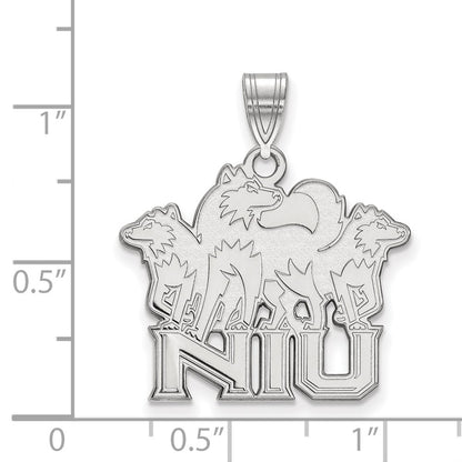 10K White Gold Logoart Northern Illinois University N I U With Huskies Large Pendant