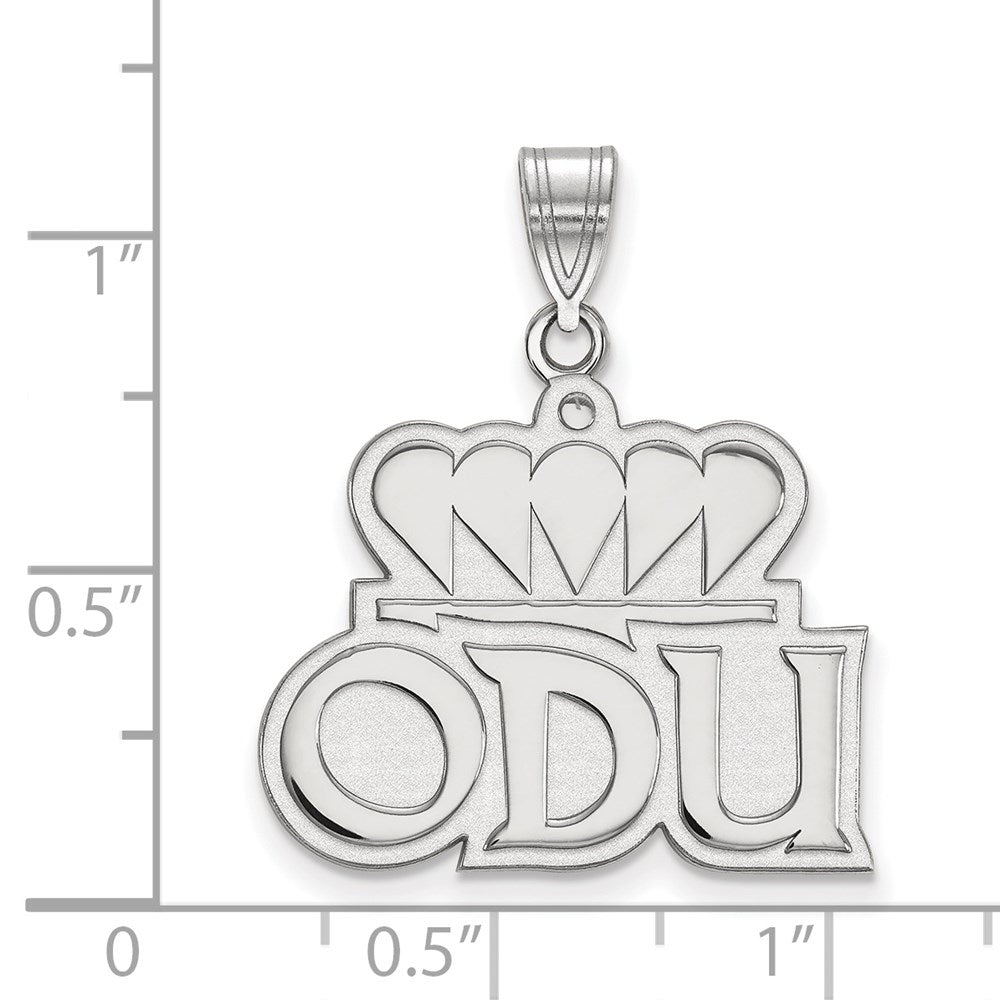 Sterling Silver Rhodium Plated Logoart Old Dominion University O D U Large Pendant