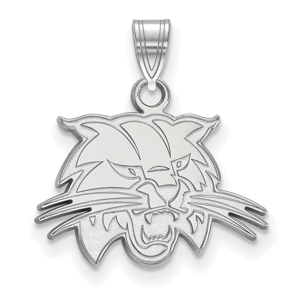 Sterling Silver Rhodium Plated Logoart Ohio University Bobcat Small Pendant
