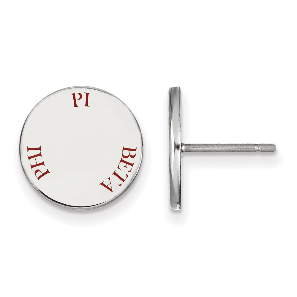 Sterling Silver Rhodium Plated Logoart Pi Beta Phi Sorority Text Color Enamel Post Earrings
