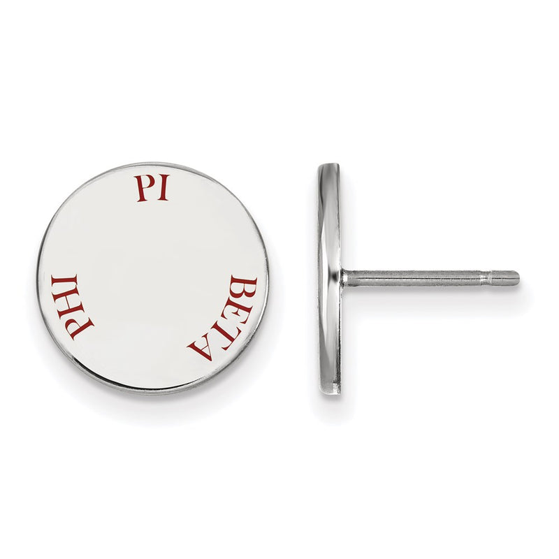 Sterling Silver Rhodium Plated Logoart Pi Beta Phi Sorority Text Color Enamel Post Earrings