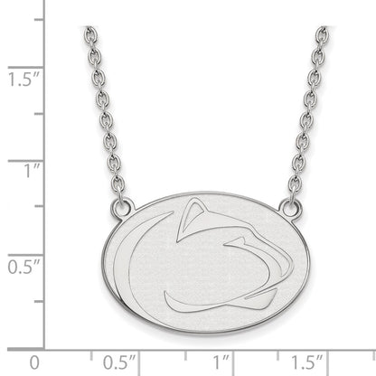 14K White Gold Logoart Penn State University Lion Large Pendant 18 Inch Necklace