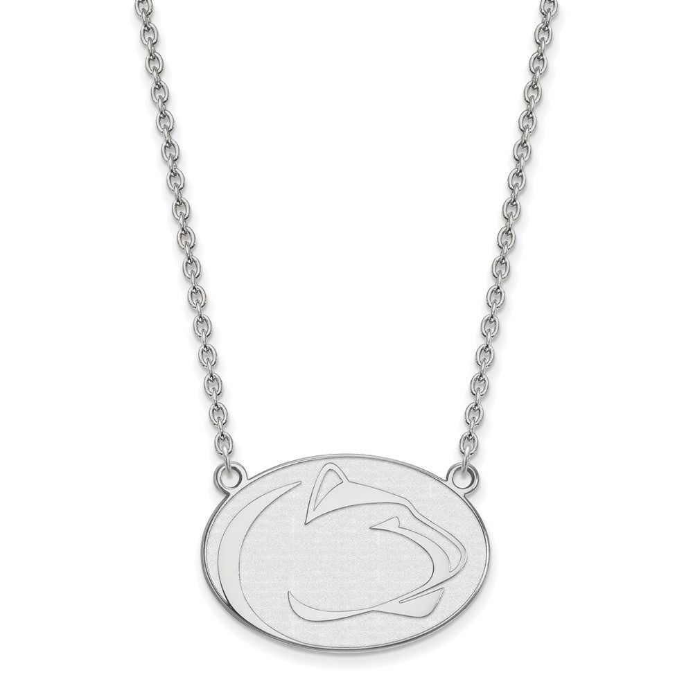 Sterling Silver Rhodium Plated Logoart Penn State University Lion Large Pendant 18 Inch Necklace