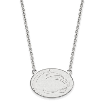 Sterling Silver Rhodium Plated Logoart Penn State University Lion Large Pendant 18 Inch Necklace