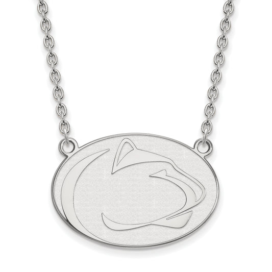 10K White Gold Logoart Penn State University Lion Large Pendant 18 Inch Necklace