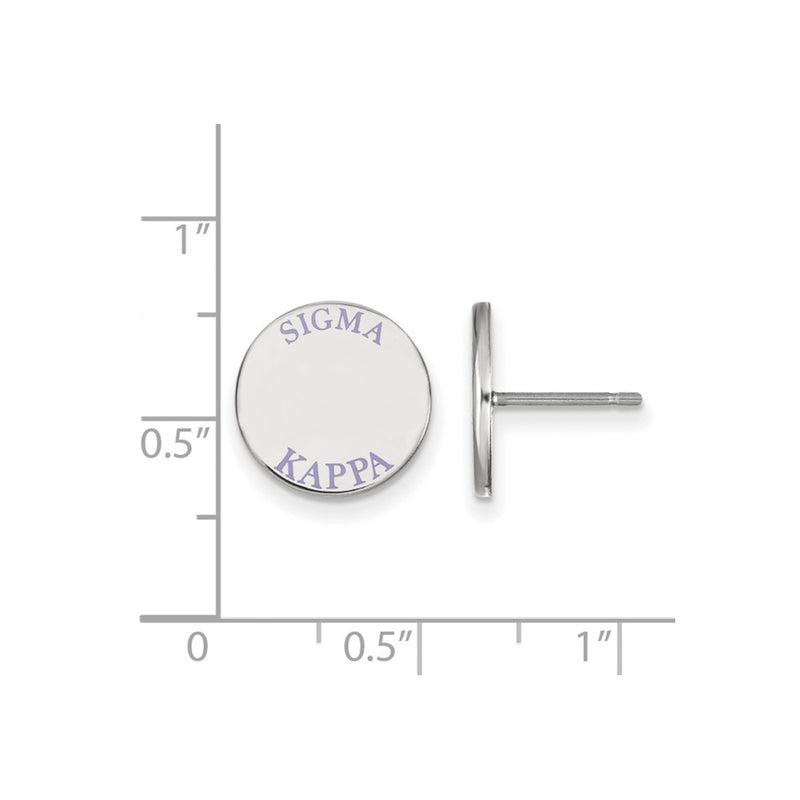Sterling Silver Rhodium Plated Logoart Sigma Kappa Sorority Text Color Enamel Post Earrings