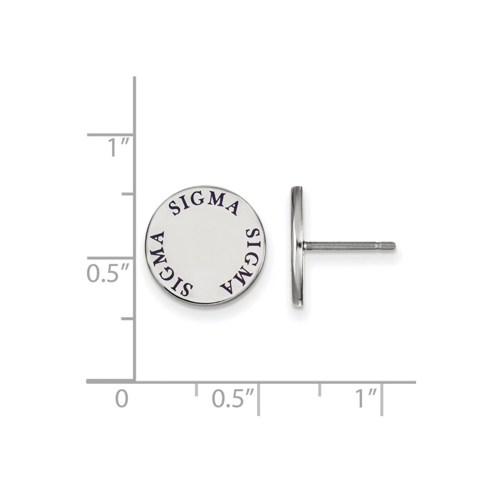 Sterling Silver Rhodium Plated Logoart Sigma Sorority Text Color Enamel Post Earrings