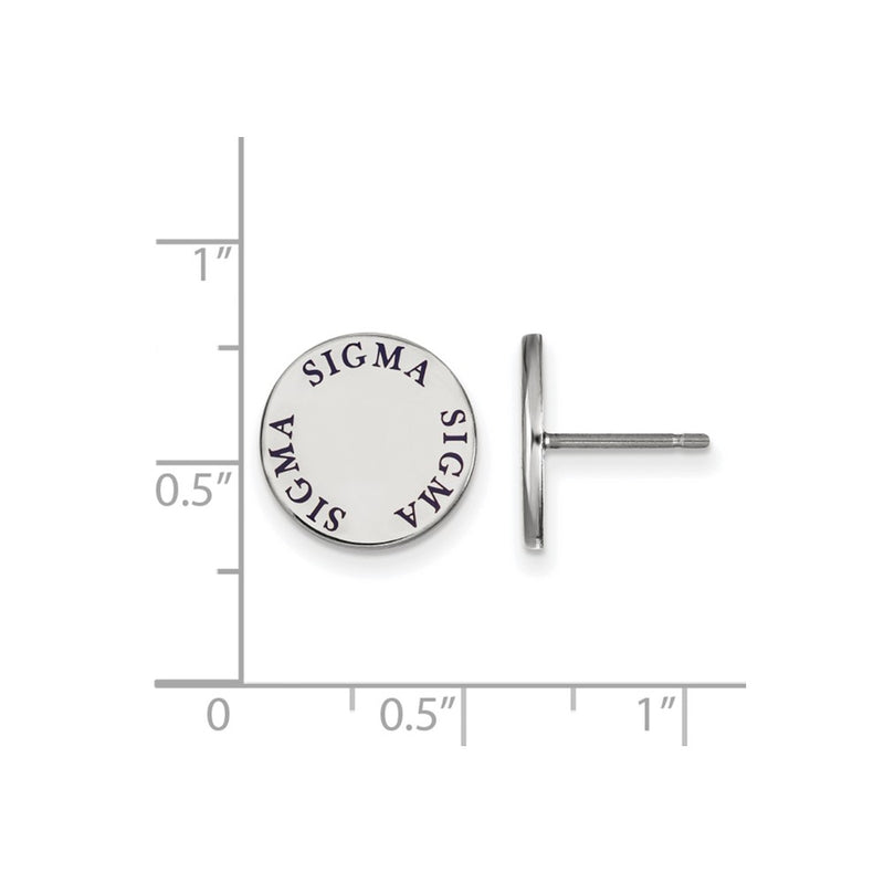 Sterling Silver Rhodium Plated Logoart Sigma Sorority Text Color Enamel Post Earrings