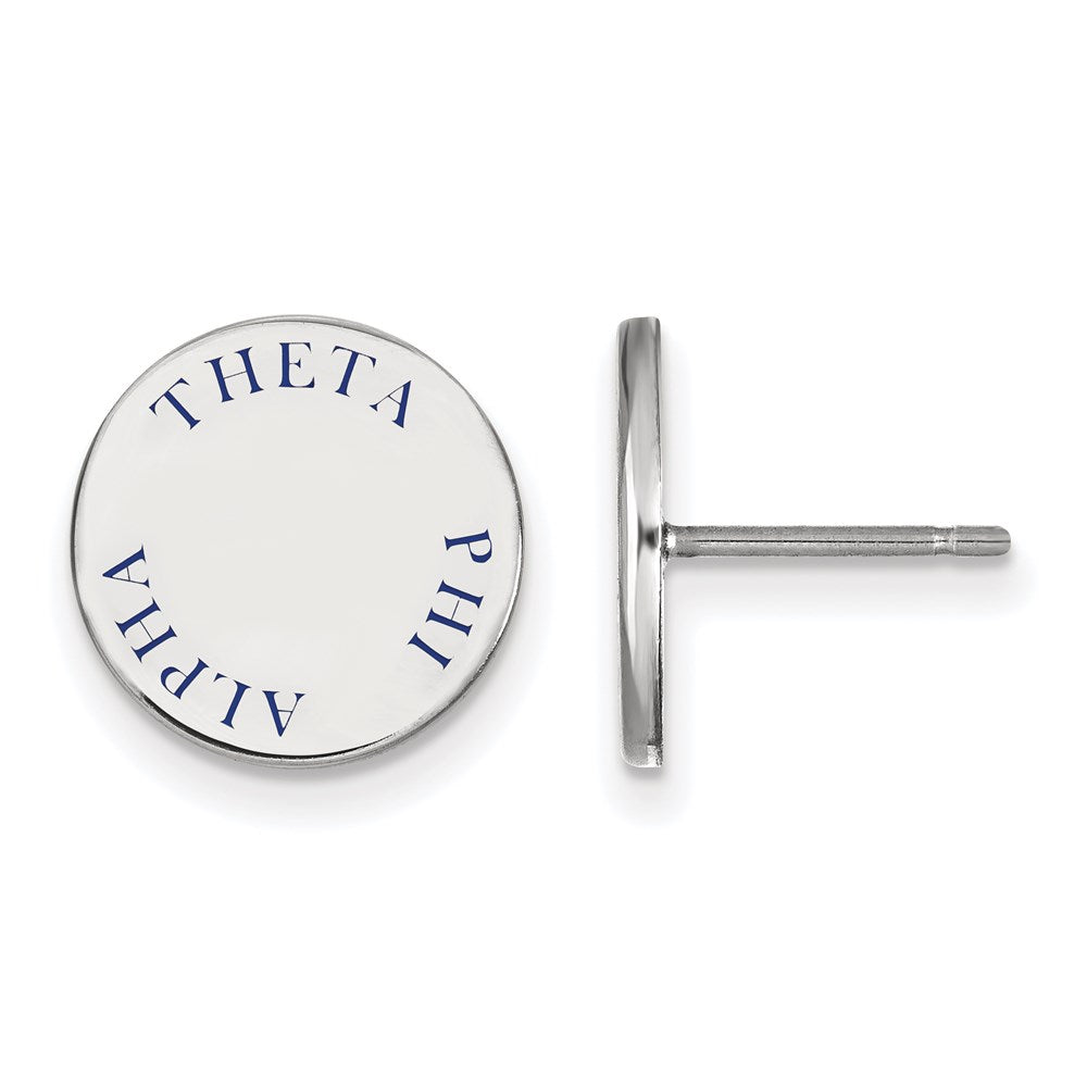 Sterling Silver Rhodium Plated Logoart Theta Phi Alpha Sorority Text Color Enamel Post Earrings
