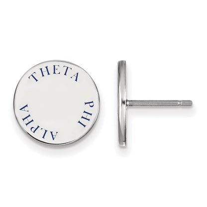 Sterling Silver Rhodium Plated Logoart Theta Phi Alpha Sorority Text Color Enamel Post Earrings