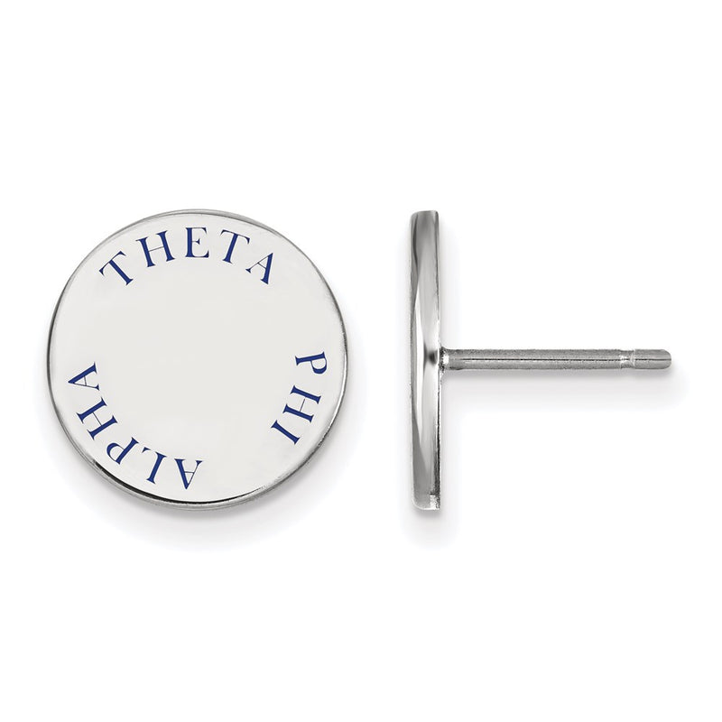 Sterling Silver Rhodium Plated Logoart Theta Phi Alpha Sorority Text Color Enamel Post Earrings